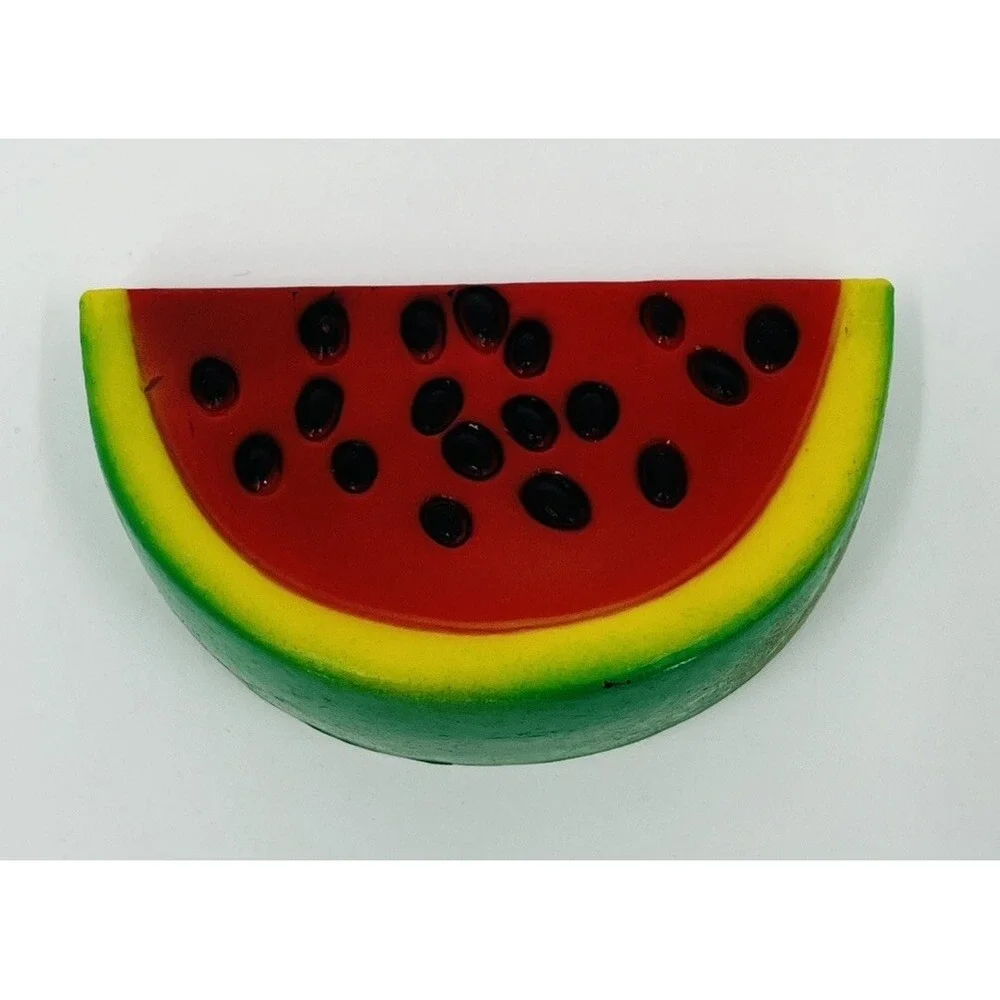 Vintage 3D Refrigerator Magnets Molded Plastic Grapes and Watermelon